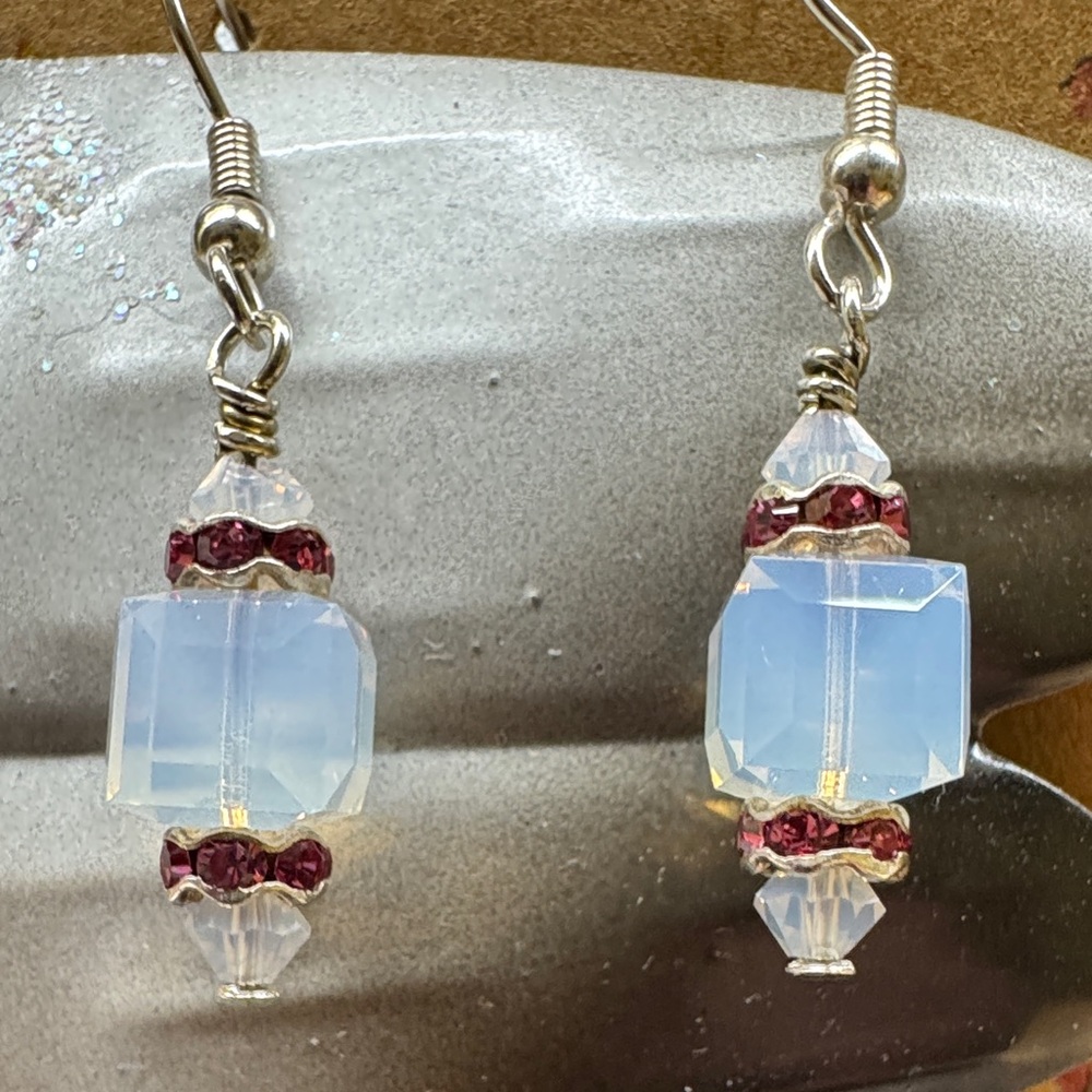 October birthday 🎂- Opal Swarovski Beads and Rose Rhinestone Earrings 2/$22 - Picture 2 of 4
